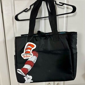 Bumkins Dr. Seuss Black Diaper Bag with Red and White Hat Design
